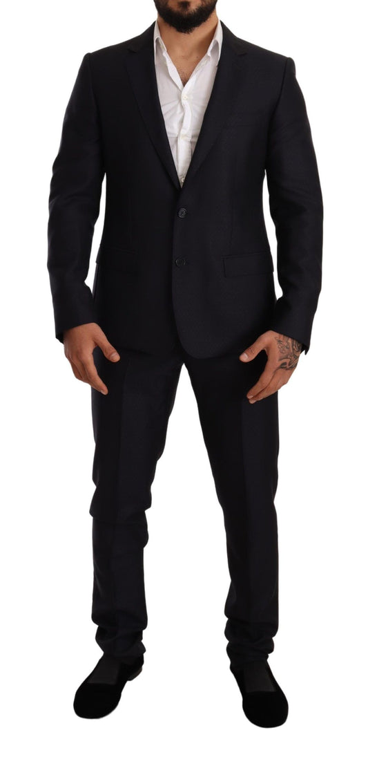Dolce & Gabbana Elegant Slim Fit Jacquard Suit in Blue