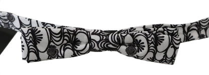 Dolce & Gabbana White Pattern Silk Adjustable Neck Papillon Tie