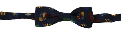 Dolce & Gabbana Blue Flags 100% Silk Adjustable Neck Papillon Men Bow Tie