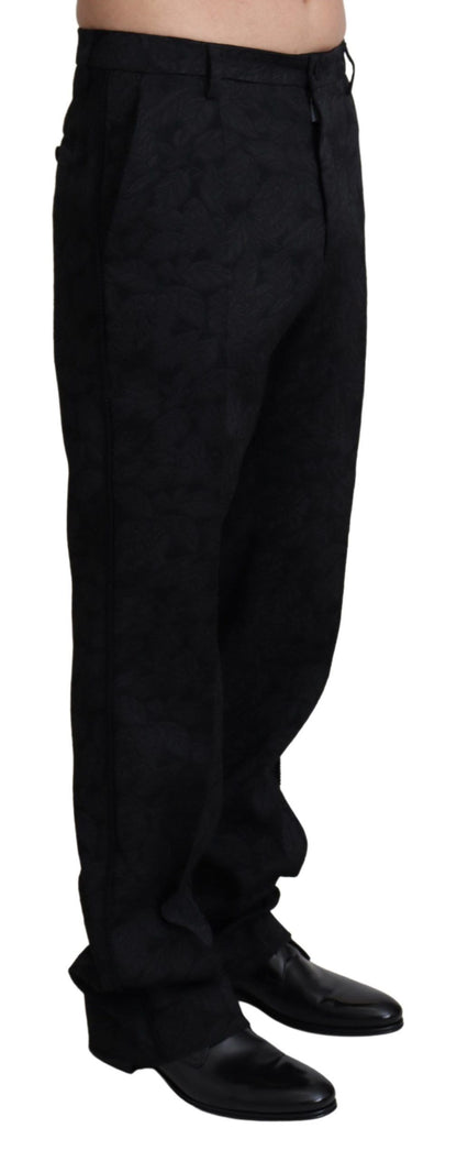 Dolce & Gabbana Black Jaquard Formal Men Trouser Pants