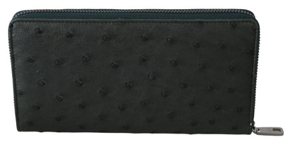 Dolce & Gabbana Exquisite Green Ostrich Leather Continental Wallet