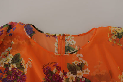 Dolce & Gabbana Orange Floral Print Long Sleeve Blouse