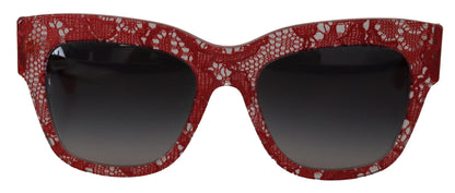 Dolce & Gabbana Red Lace Acetate Rectangle Shades DG4231 Sunglasses