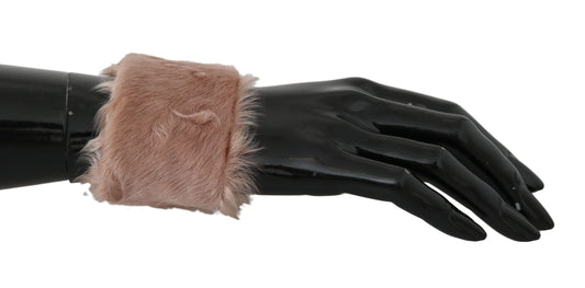 Dolce & Gabbana Elegant Beige Fur Cuff Bracelet