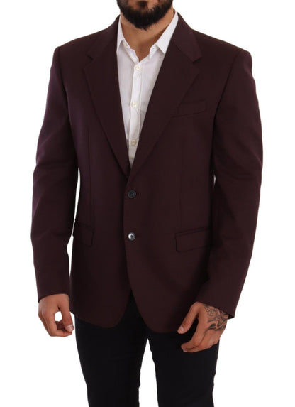 Dolce & Gabbana Purple Cotton Slim Blazer Jacket