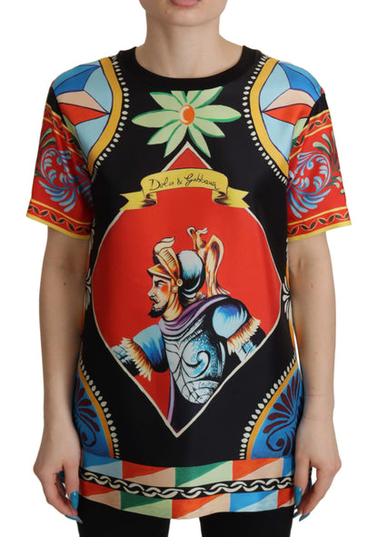 Dolce & Gabbana Multicolor Soldier Carretto Silk Top  T-shirt