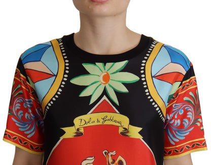 Dolce & Gabbana Multicolor Soldier Carretto Silk Top  T-shirt