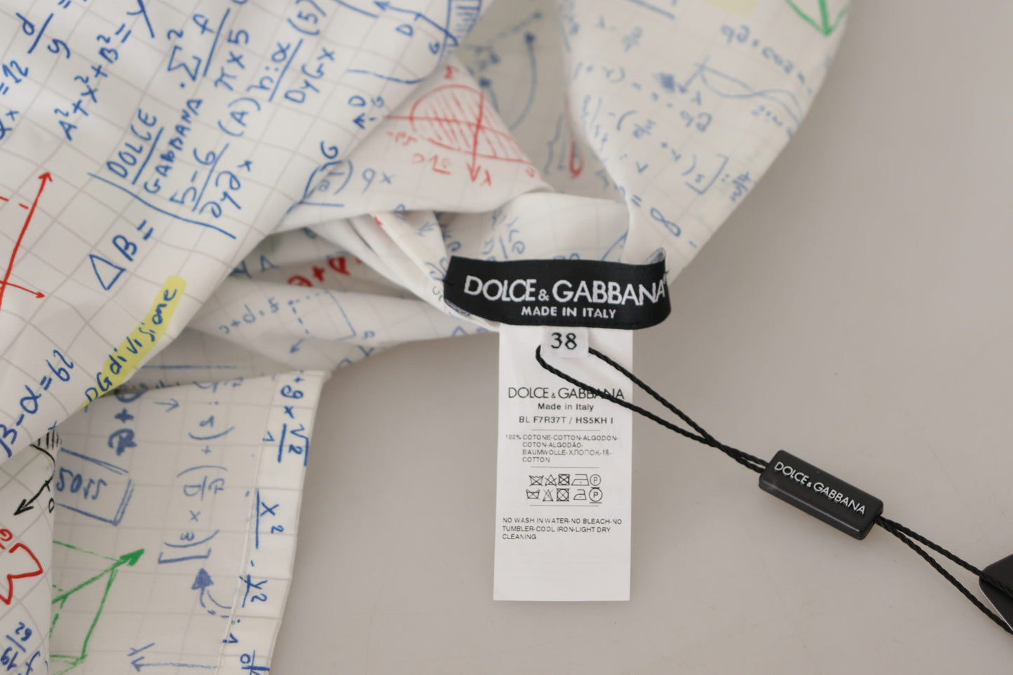 Dolce & Gabbana White Cotton Algebra Print Short Sleeves Top