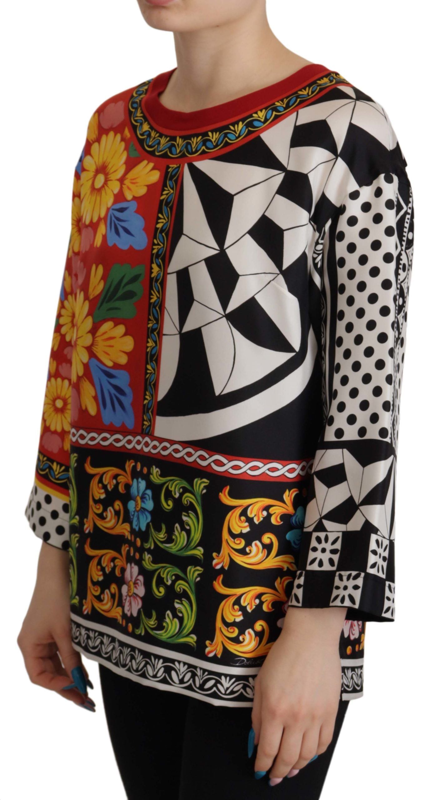 Dolce & Gabbana Multicolor Printed Baroque Loose Long Sleeve