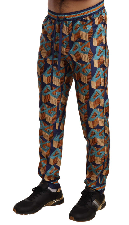 Dolce & Gabbana Multicolor Patterned Joggers Silk Pants