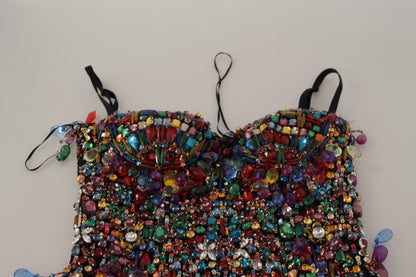 Dolce & Gabbana Multicolor Jeweled Corset Spring Bustier Top