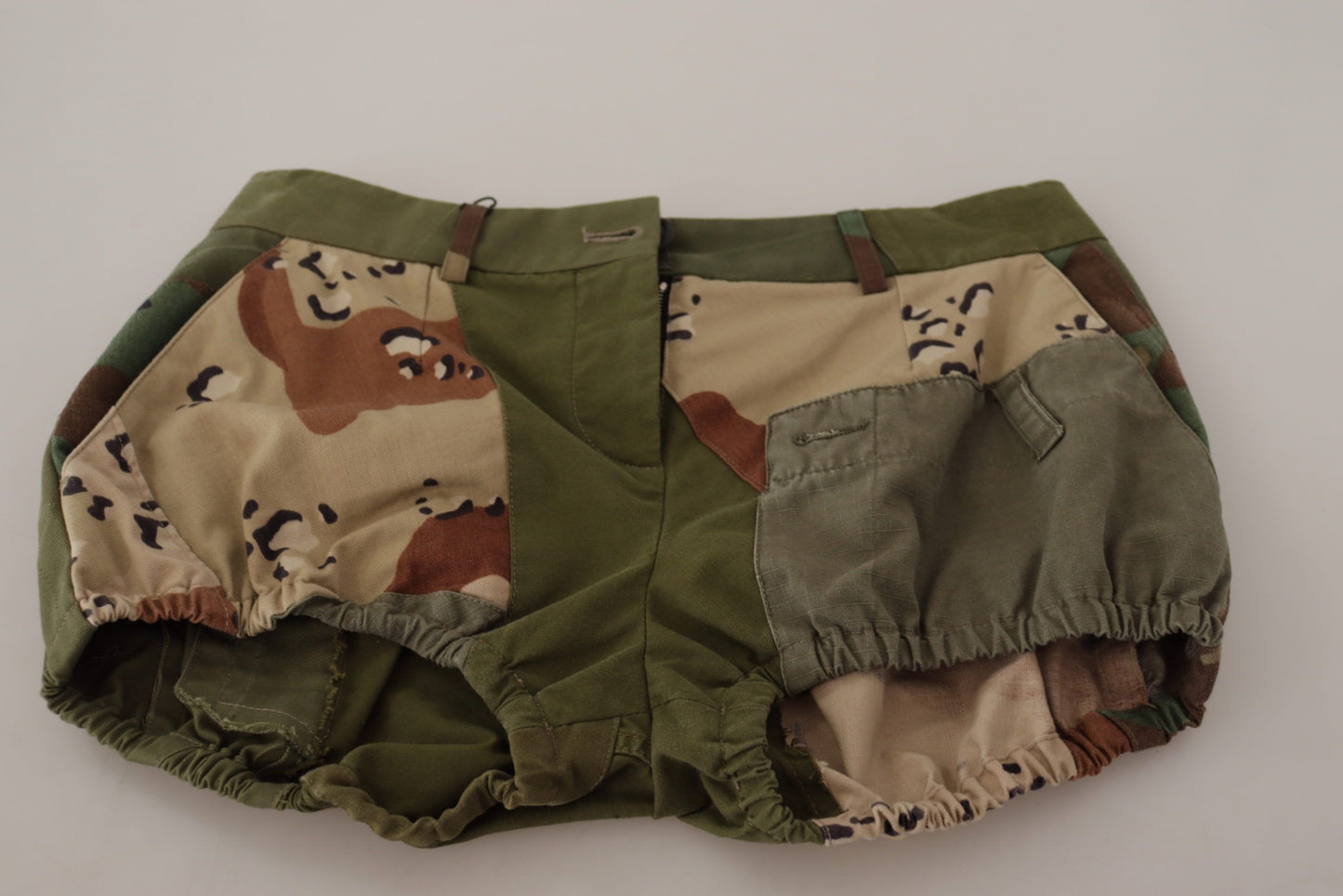 Dolce & Gabbana Green High Waist Hot Pants Cotton Army Shorts