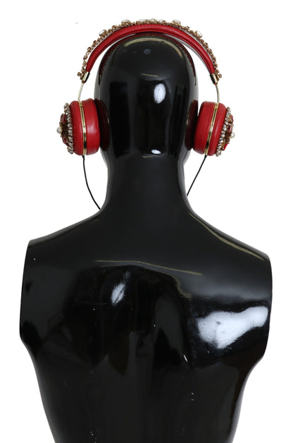 Dolce & Gabbana Exquisite Red Crystal Leather Headphones