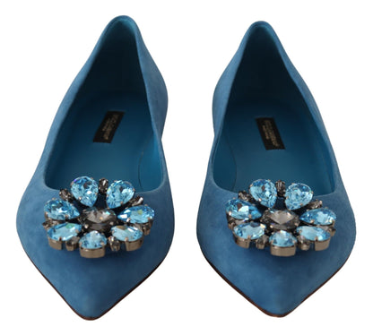 Dolce & Gabbana Elegant Crystal-Embellished Suede Flats