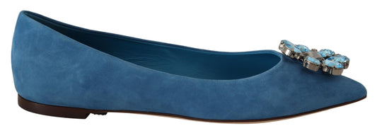 حذاء مسطح من جلد الغزال مزين بالكريستال من دولتشي آند غابانا