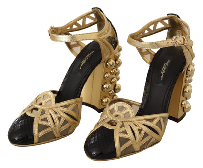 Dolce & Gabbana Elegant Crystal Studded Leather Pumps