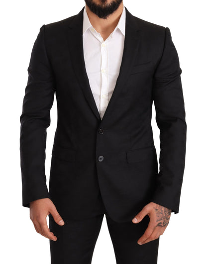 Dolce & Gabbana Black Logo Wool Slim Fit 2 Piece MARTINI Suit