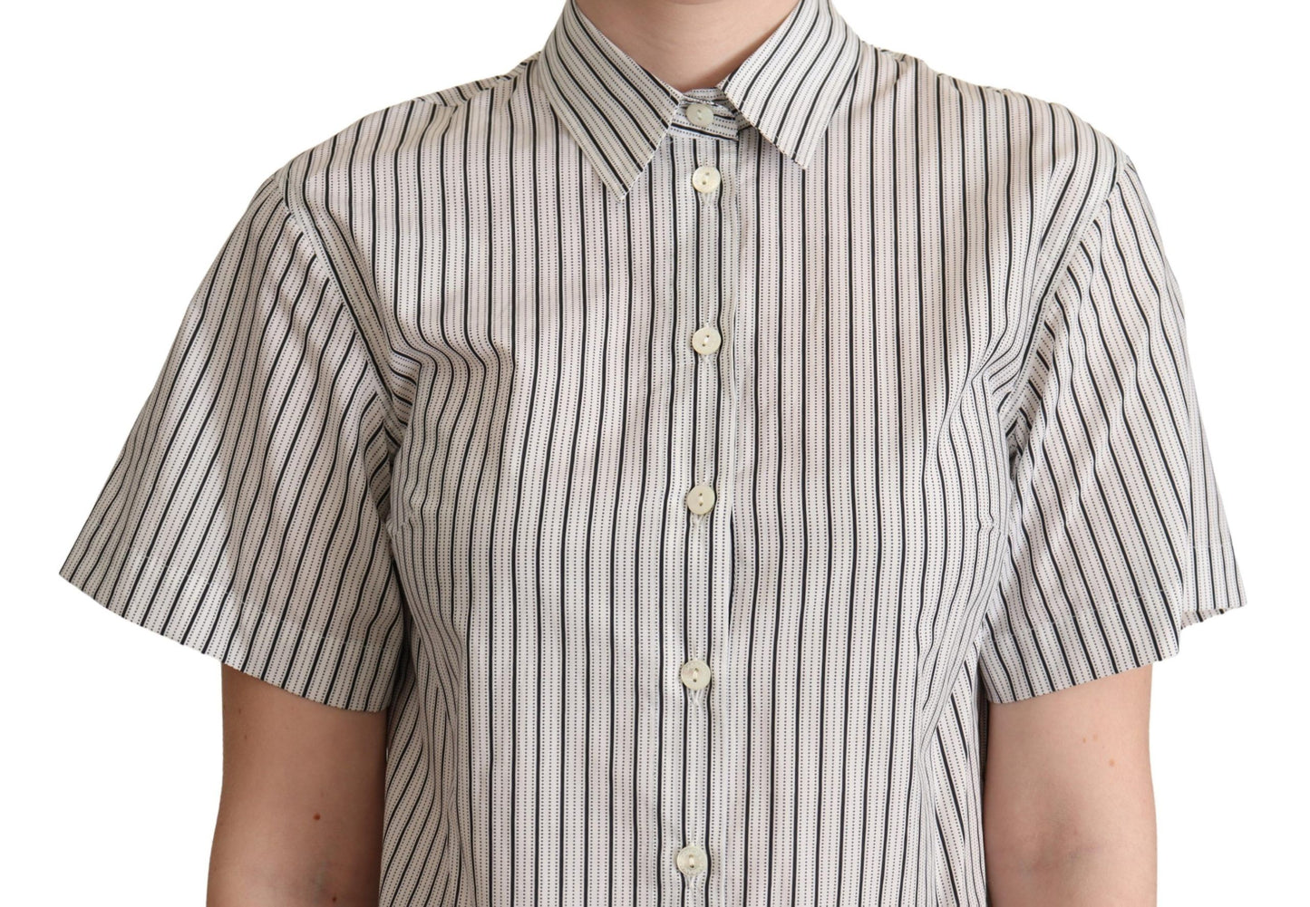 Dolce & Gabbana Chic Monochrome Striped Polo Shirt
