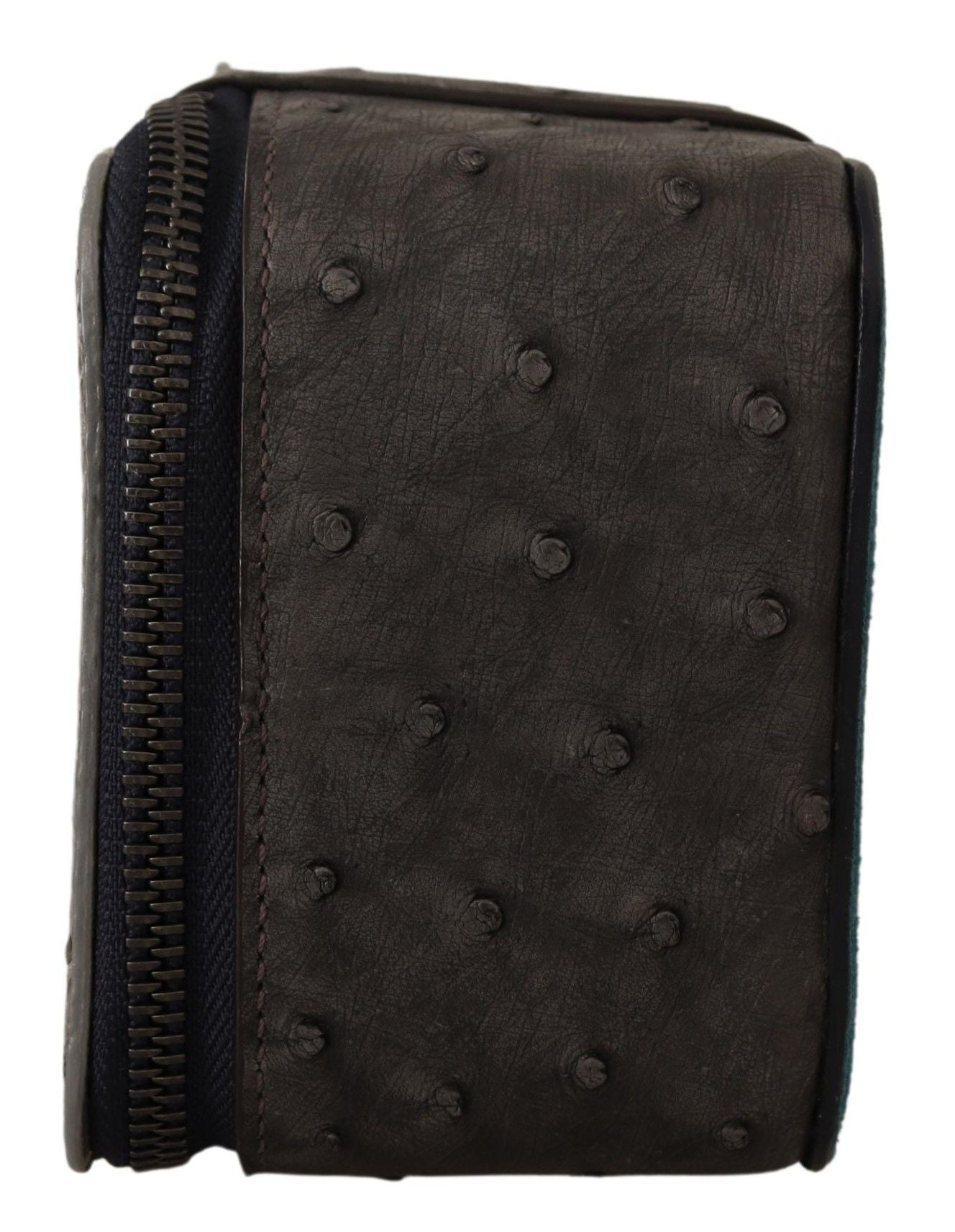 Dolce & Gabbana Gray Skin Leather Vanity Case Toiletry Shaving Bag