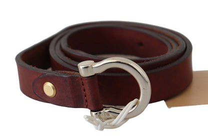 John Galliano Brown Leather Luxury Slim Buckle Belt