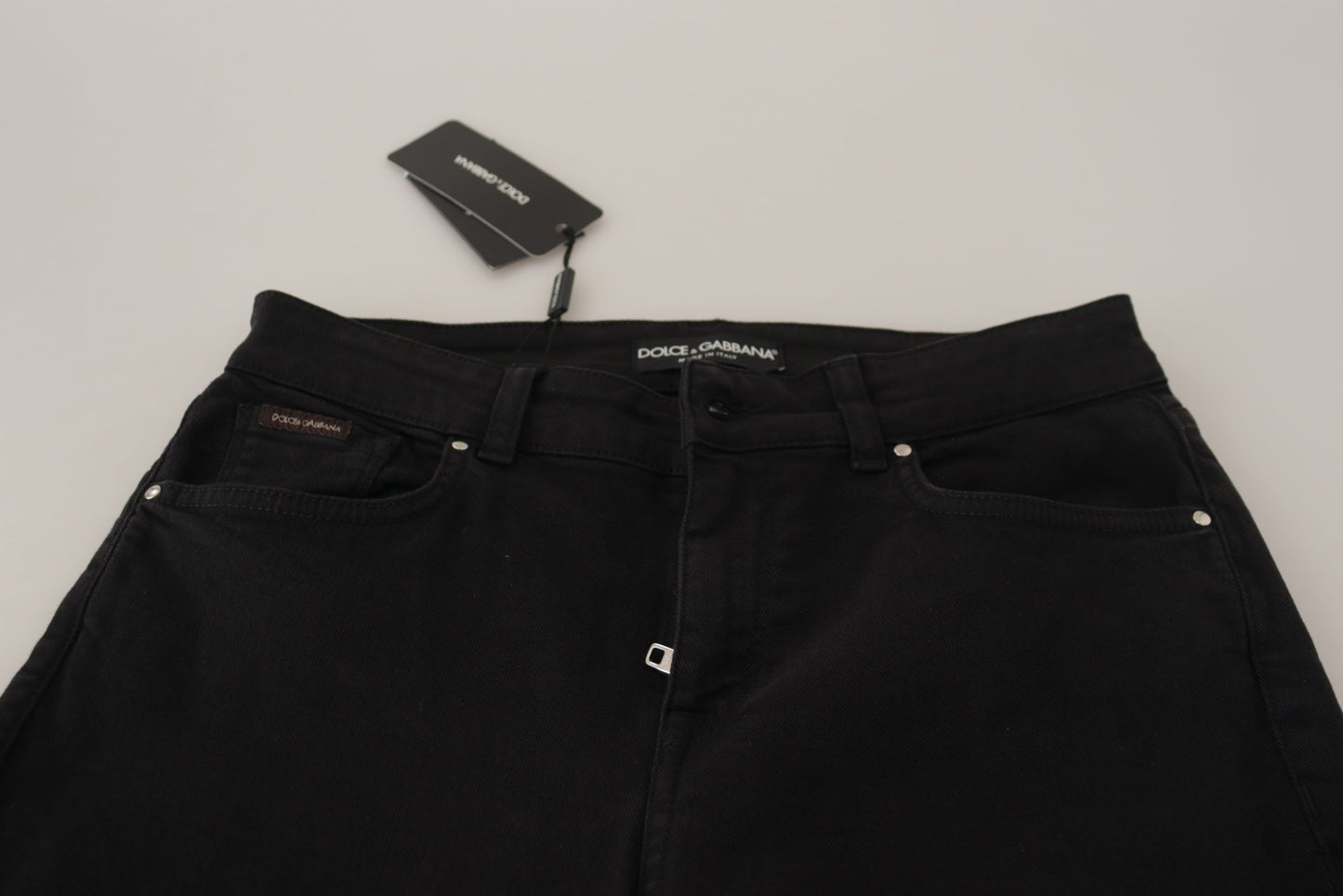 Dolce & Gabbana Black Mid Waist Skinny Denim Cotton Jeans