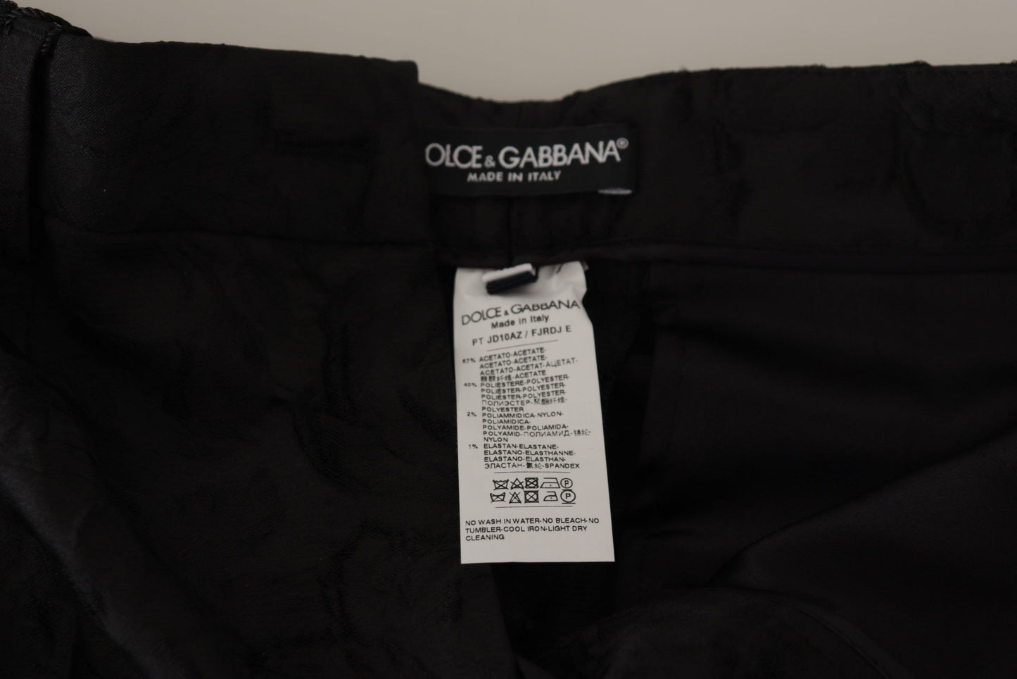 Dolce & Gabbana Black Brocade Cropped High Waist Pants