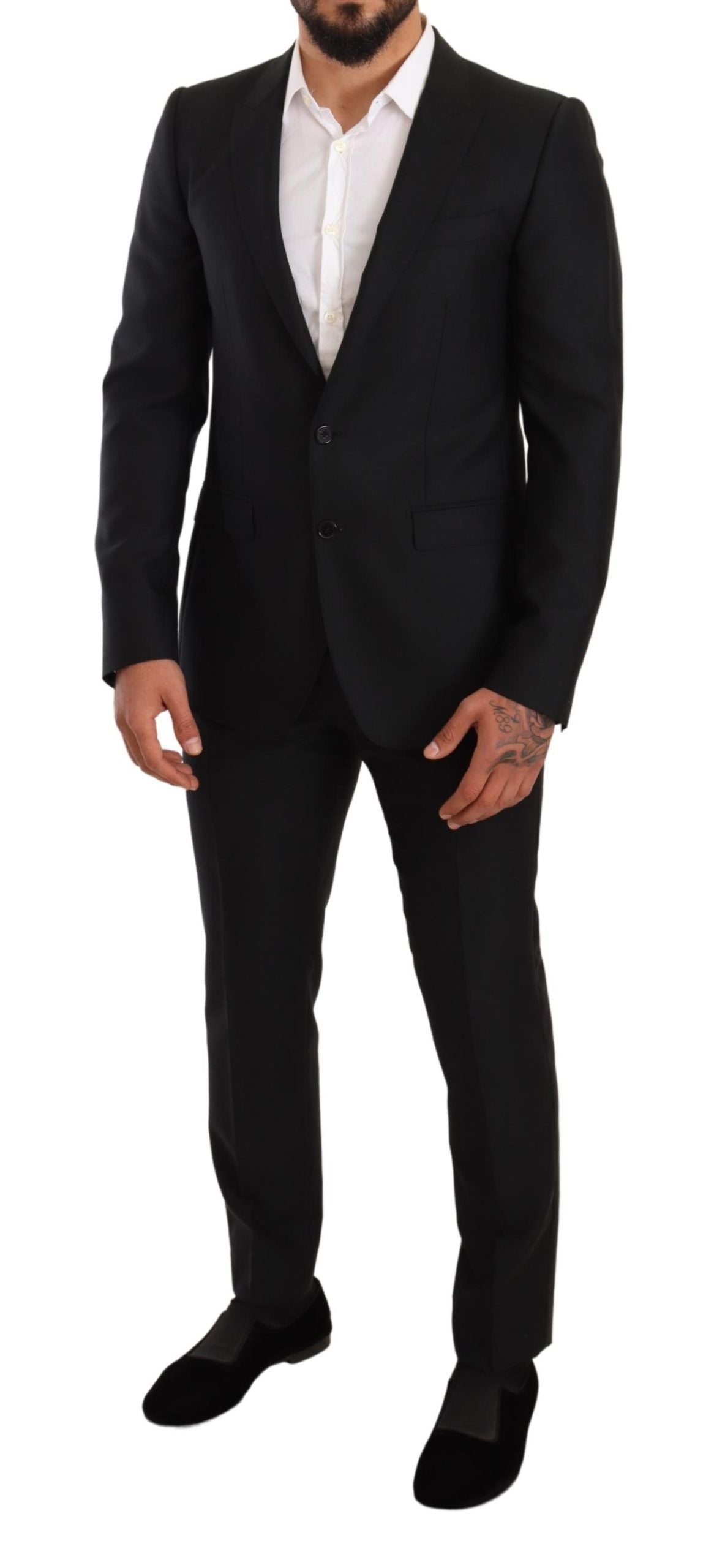 Dolce & Gabbana Black Wool Slim 2 Piece Set MARTINI Suit