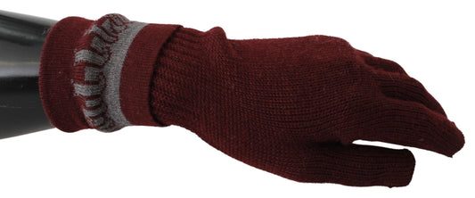 John Galliano Maroon Wool-Blend Designer Gloves