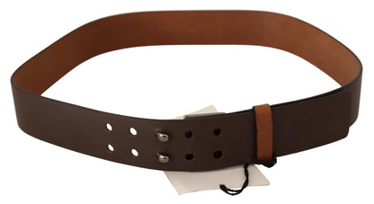 Costume National Brown Leather Silver Buckle Waist Belt
