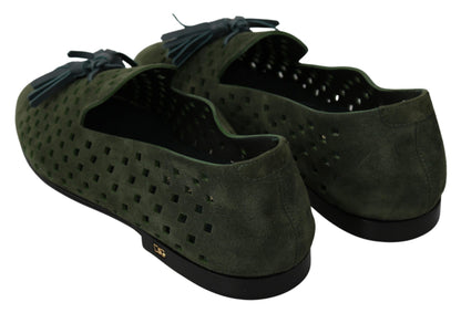 Dolce & Gabbana Elegant Green Suede Loafers for Men