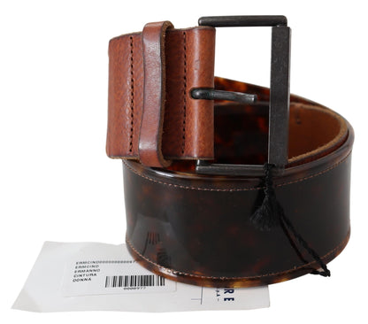 Ermanno Scervino Dark Brown Leather Wide Buckle Belt