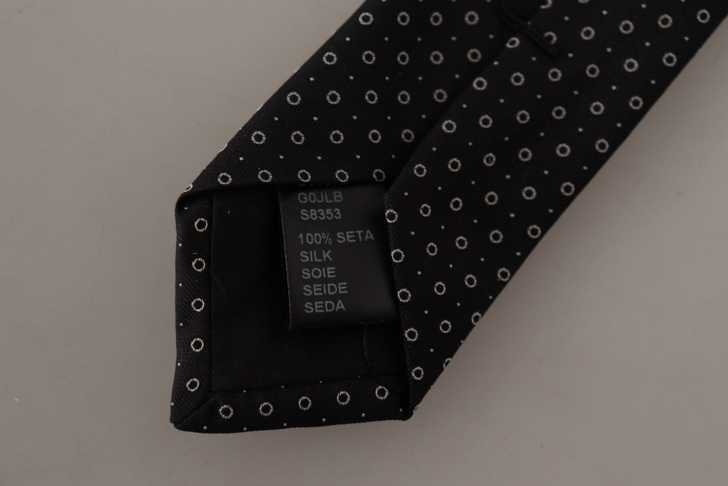 Dolce & Gabbana White Black Polka Dots Necktie Accessory 100% Silk Tie