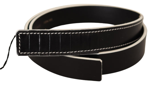 Costume National Chic Black Leather Fashion Belt with White Accents