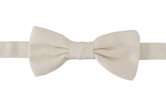 Dolce & Gabbana Elegant Silk Bow Tie in Off White