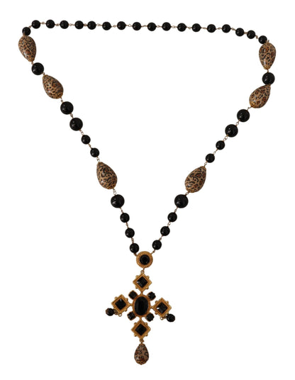 Dolce & Gabbana Elegant Charm Cross Necklace with Crystal Details