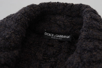 Dolce & Gabbana Black Wool Knit Double Breasted Coat Jacket