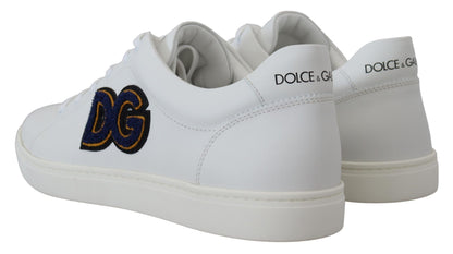 Dolce & Gabbana White Leather DG Logo Casual Sneakers Shoes