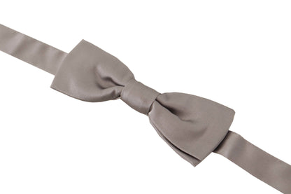 Dolce & Gabbana Silver 100% Silk Slim Adjustable Neck Papillon Tie