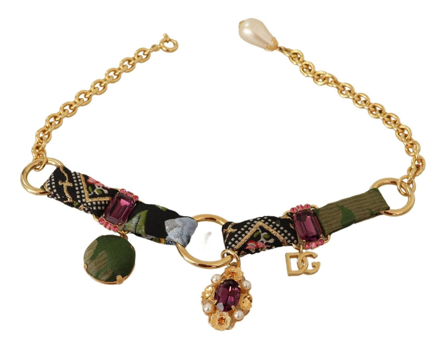Dolce & Gabbana Multicolor Crystal Charm Necklace