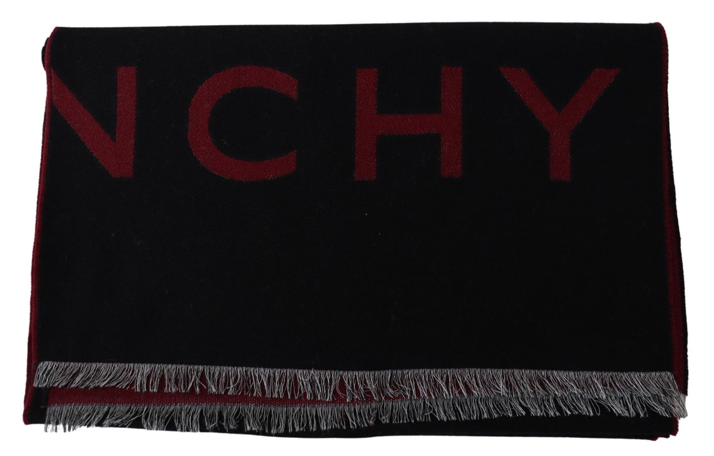 Givenchy Black Red Wool Unisex Winter Warm Wrap Scarf Shawl