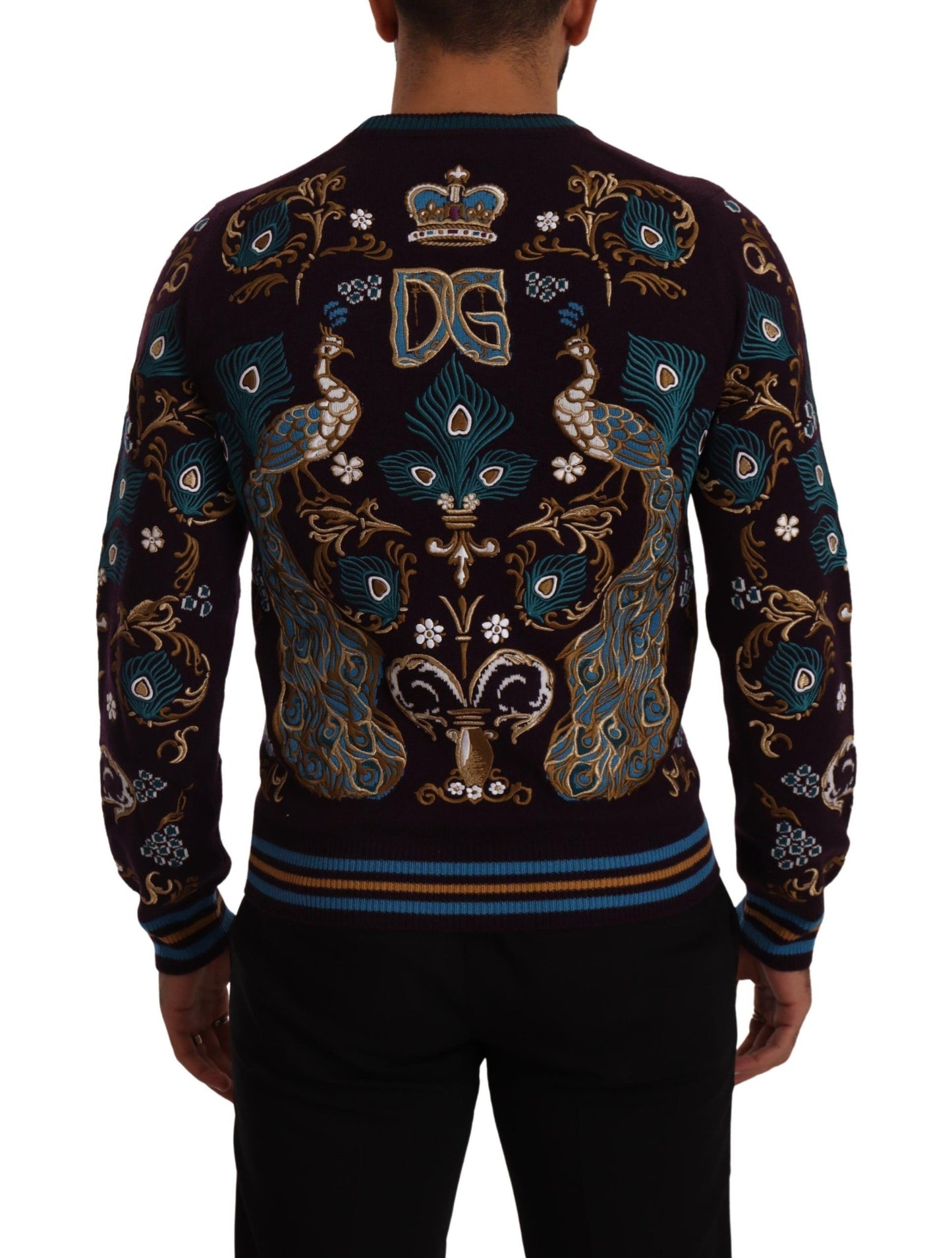Dolce & Gabbana Bordeaux Cashmere DG Crown Embroidered Sweater