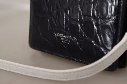 Dolce & Gabbana Blue Exotic Leather Bifold Wallet with Strap