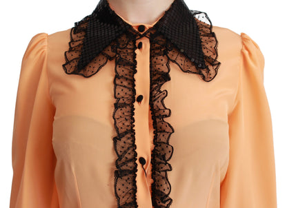 Dolce & Gabbana Silk Blend Yellow Blouse with Sequined Collar