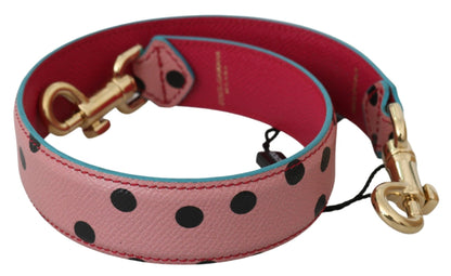 Dolce & Gabbana Elegant Pink Polka-Dotted Leather Shoulder Strap