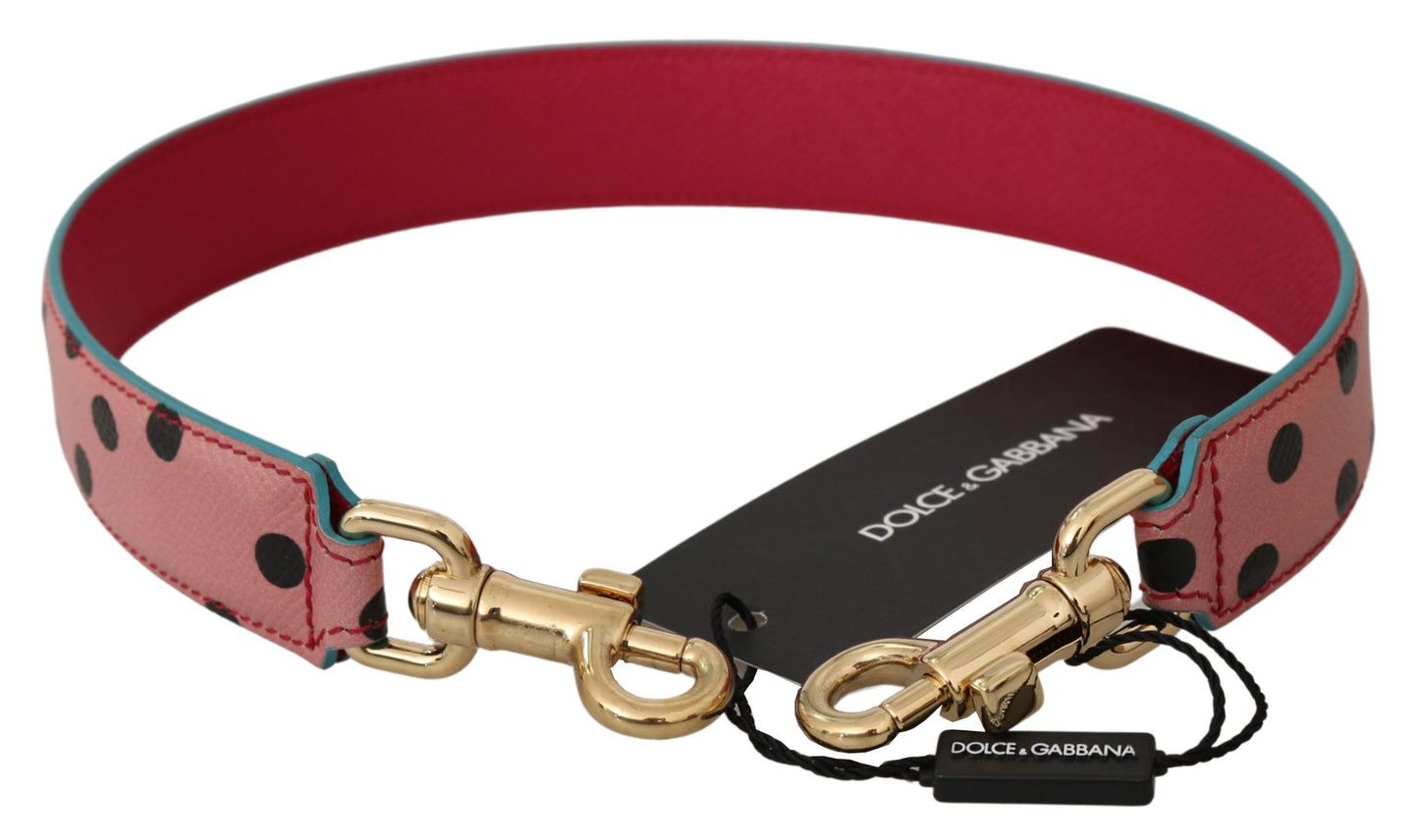 Dolce & Gabbana Elegant Pink Polka-Dotted Leather Shoulder Strap