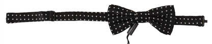 Dolce & Gabbana Black White Polka Dot 100% Silk Neck Papillon Bow Tie