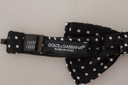 Dolce & Gabbana Black White Polka Dot 100% Silk Neck Papillon Bow Tie