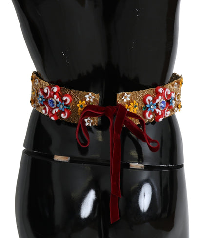 Dolce & Gabbana multicolor Embellished Floral Crystal Wide Waist Belt