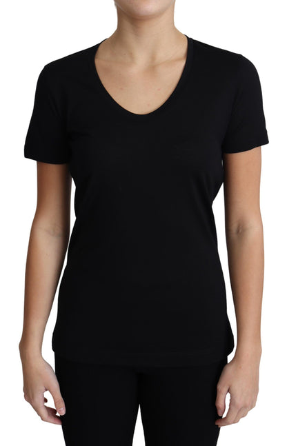 Dolce & Gabbana Elegant Black Wool Round Neck T-Shirt