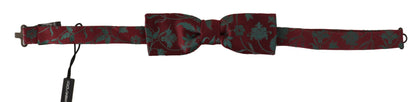 Dolce & Gabbana Maroon Pattern Adjustable Neck Papillon Bow Tie